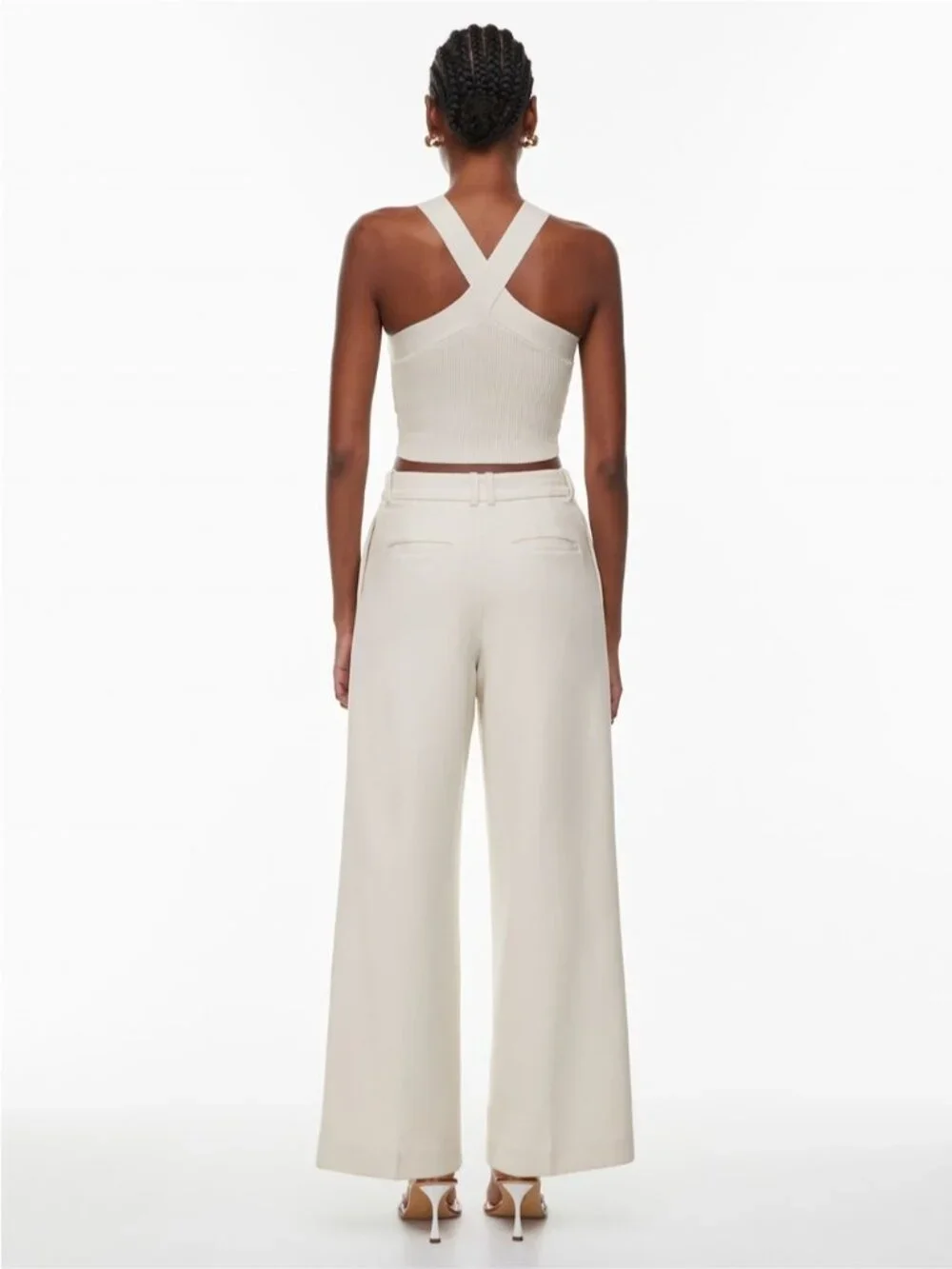 Aritzia Babaton Sculpt Knit Criss Cross Cropped Tank size S - Picture 3 of 9